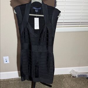 French Connection Black Textured Mini Dress